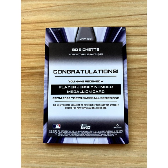 2022 Topps Bo Bichette JNM-BB - Picture 2 of 2